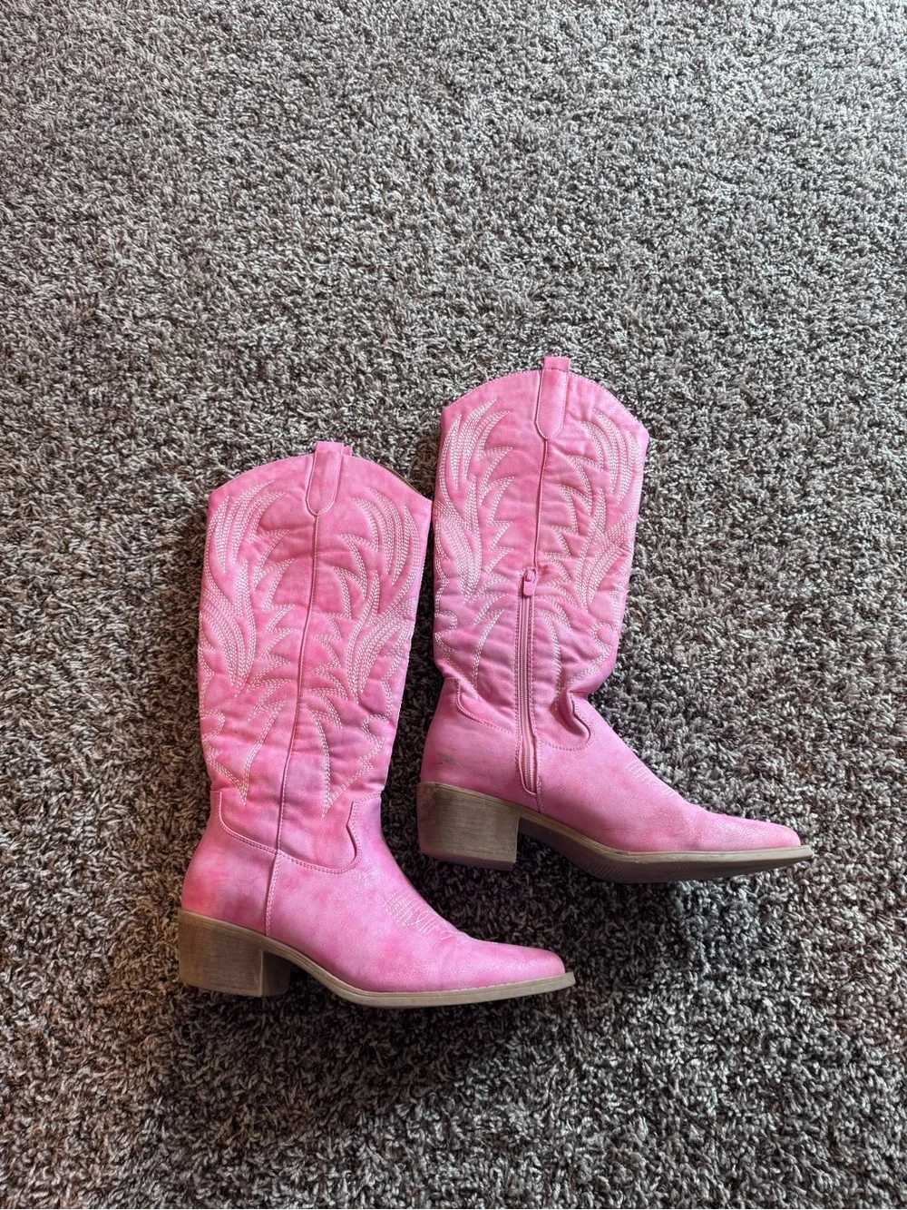 Pink Faux Leather Wester Cowboy Boots Barbie Cowboy Barbiecore 9 - Picture 3 of 11